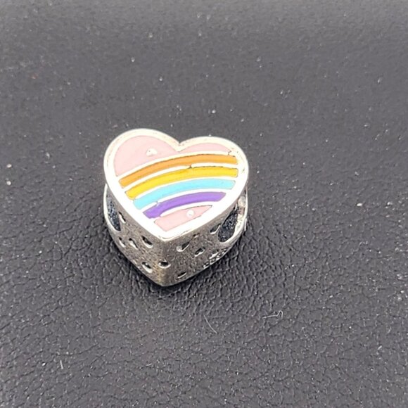 Sterling Silver 925 Heart Charm – Multi-Color Enamel – Brand New - Picture 1 of 7